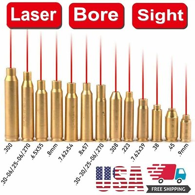 #ad Laser Bore Sight 8MM 9MM 223 308 7.62 12GA 20GA 38 45 Red Cartridge Boresighter $11.99
