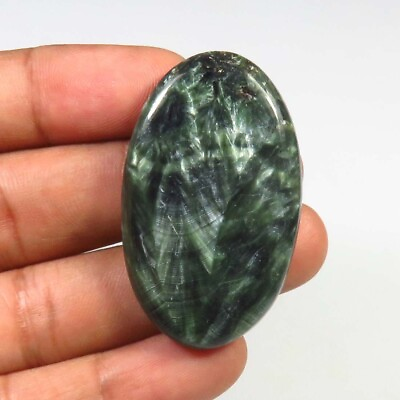 #ad Natural Seraphinite Gemstone 42x25 mm Green Seraphinite Smooth Oval Cabs SH 42 $9.79