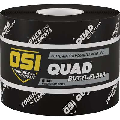 #ad OSI QUAD 4 In. x 75 Ft. Butyl Flash Self Adhering Flexible Flashing Tape Black $41.05
