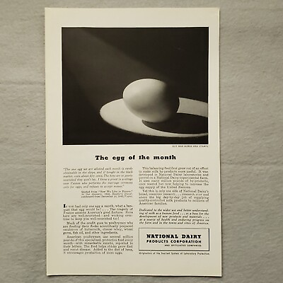 #ad 1943 National Dairy Products Print Ad The Egg of the Month $6.77