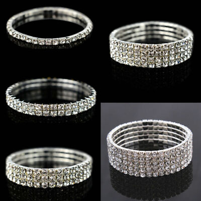 #ad Women Shiny Crystal Rhinestone Bracelet Jewelry Wristband Fashion Hand Chain $1.19
