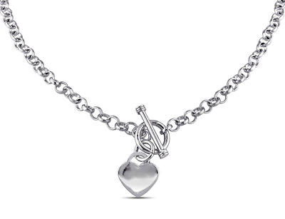 #ad 18 Inch Sterling Silver Heart Charm Toggle Necklace $195.00