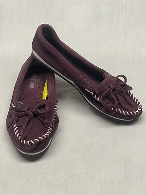#ad Minnetonka Women’s 4312 Purple Leather Slip On Moccasins Size 6.5 $16.99