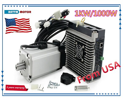 #ad 『US』 1KW 220V AC Servo Motor Controller Driver Kit with brake for CNC Industrial $285.00