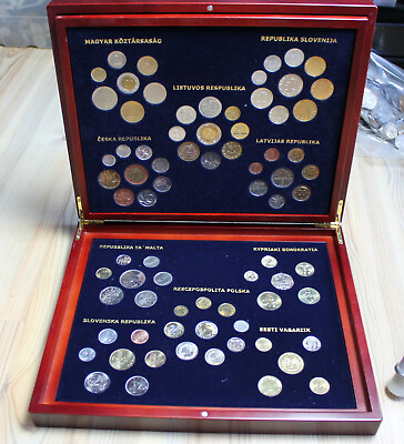 #ad THE CIRCULATION COINS OF THE 10 NEW EU NATIONS In Wooden Box. B12 $165.75