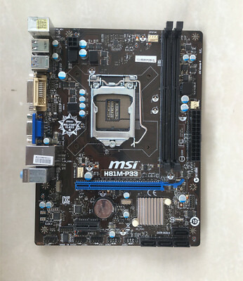 #ad MSI H81M P33 Motherboard Intel H81 LGA1150 DDR3 With I O baffle $47.50