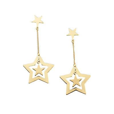 #ad Gold Star Drop Dangle Earrings 3 Inch $9.50