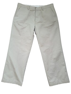 #ad LK Life Made Simple Pants Mens 38X29 Khaki Tan Flat Front $14.85