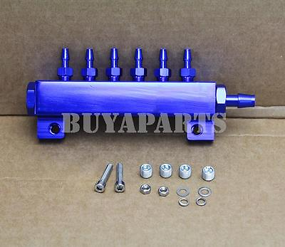 #ad JDM Turbo Wastegate Boost Fuel Vacuum Gas Manifold Kit w 6 Ports 1 8 NPT Blue $22.99