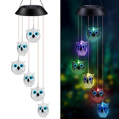 #ad Solar Wind Chimes Owl LED Solar Powered Wind Chimes Lamp Color Changing Light; $12.09