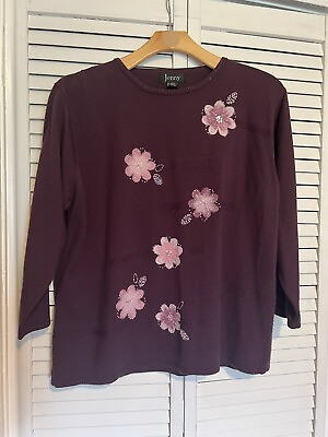 #ad JENNY Women’s Size XXL 2XL Shirt Top Blouse Vintage Soft Purple Embroidered $13.96