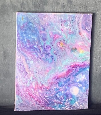 #ad ORIGINAL Acrylic Fluid Art Pour Painting on Stretched Canvas 6 X 8 *OOAK* $12.00