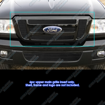 #ad Fits 2006 2012 Ford Ranger FX4 XL XLT 6 Panel Upper Aluminum Black Billet Grill $53.99