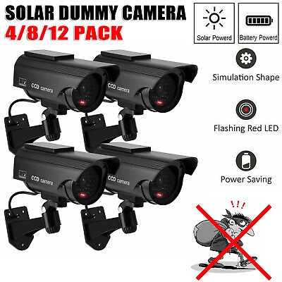 #ad 4 12 Pack Solar Bullet Fake Dummy Surveillance Security Camera CCTV Record Light $67.99