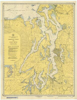 Puget Sound amp; Admiralty Inlet Map 1948 $99.95