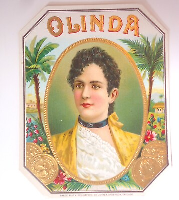 #ad Vintage ORIGINAL Outer Cigar Box Label Olinda Cigars Tougher Label $12.95