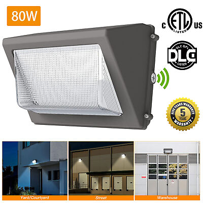 #ad 80W LED Wall Pack Light Outdoor Parking Lot Garden Walkway Building Dusk To Dawn $71.23