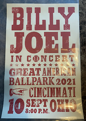 #ad Billy Joel Concert Poster Great American Ball Park Cincinnati 2021 MINT $115.00