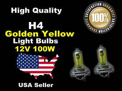 #ad USA Seller Headlight Xenon Light Bulb 100w Golden Yellow H4 High Low Beam A $7.99