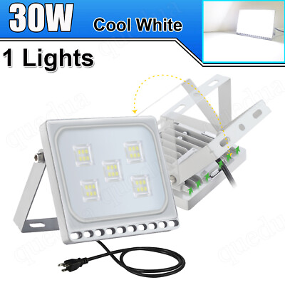 #ad 30W 3000LM LED Flood Light Cool White Outdoor Spotlight Garden Lamp W US Plug $12.99