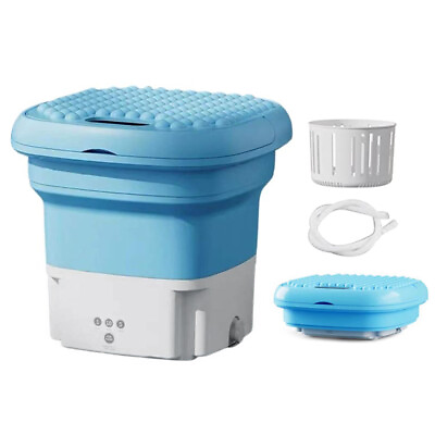 #ad Mini Folding Washing Machine Portable For Clothes With Drain Basket Travel Q6N0 $21.99