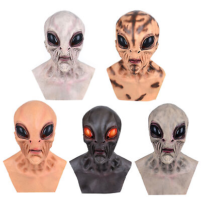 #ad Adult Halloween Party Alien Mask Horror Headwear UFO Latex Cosplay Costume Props $27.53