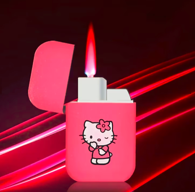 #ad Pink Glitter Hello Kitty Pink Flame Pocket Lighter Refillable Cute NEW US SELLER $12.95