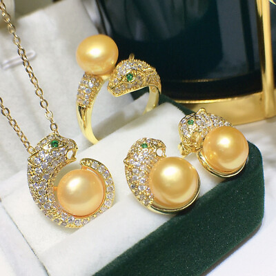 #ad Multicolor freshwater pearl necklace bracelet earrings CZ leopard Jewelry Set $39.99
