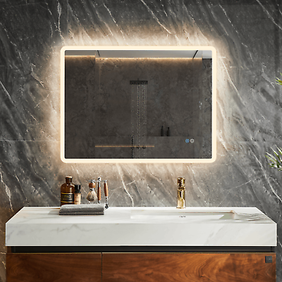 #ad Bathroom Mirror Led Backlit Acrylic Mirror w Lamp Antifog Dimmable Vanity Mirror $137.99