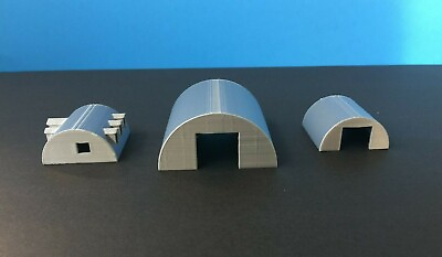 #ad 3 QUONSET Building Set with Office ZZ Scale 1:300 Military or Farm Cluster $12.93