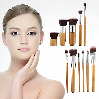 #ad 11pcs Foundation Powder Eyeshadow Shadow Blush Brushes Cosmetic Makeup Brush Set $10.99
