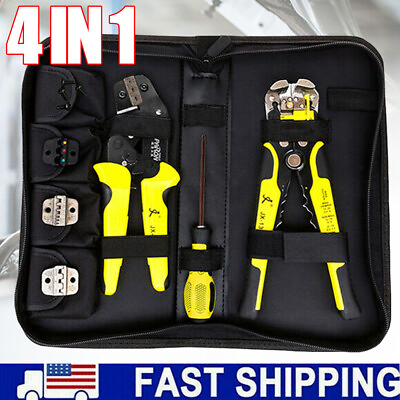 #ad 4 in 1 Cable Wire Crimping Tool Cord End Terminal Ratchet Crimper Pliers Tools $34.79