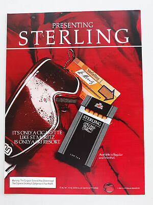 #ad 1984 Sterling Special Blend Cigarettes St Moritz Skiing Vintage Print Ad $9.99