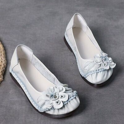 #ad High Quality Retro Floral Ballet Flats Women Shoes Loafers Leather Shoes Sliders $43.11