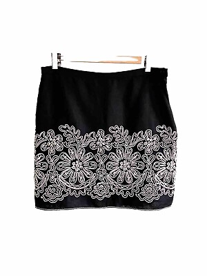 #ad NWT Max Studio Linen Blend Embroidered Mini Skirt. Size M $30.00