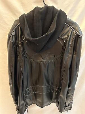 #ad Mens Leather Batman Hooded Jacket XL $62.00