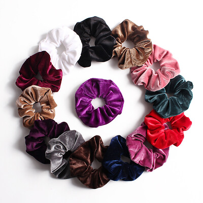 #ad Shinny Velvet Large Thick Strong Wide Scrunchies Hair Band Elastic Headwear $1.79