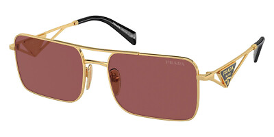 #ad Prada PR Sunglasses Women Gold Dark Violet 56mm New 100% Authentic $294.29