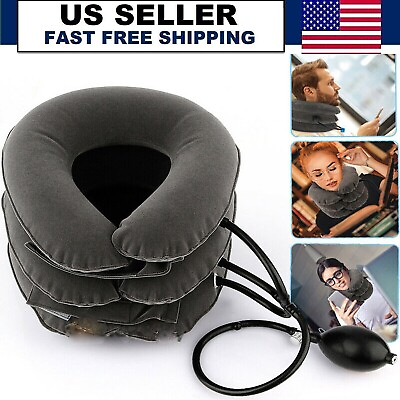 #ad Cervical Neck Traction Device Collar Brace Support Pain Relief Stretcher Therapy $8.27