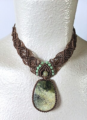 #ad Macrame brown handmade with labradorite pendant necklace $29.50