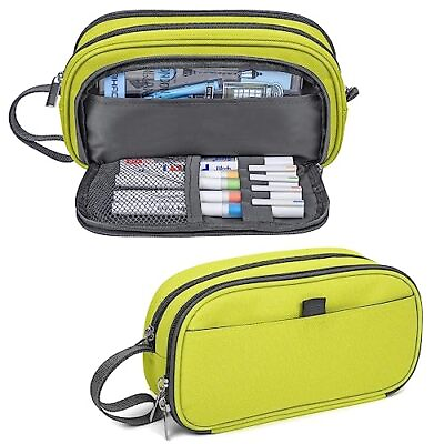 #ad Pencil Case Large Capacity Pencil Pouch 4 Compartments Portable Canvas Pencil... $12.65