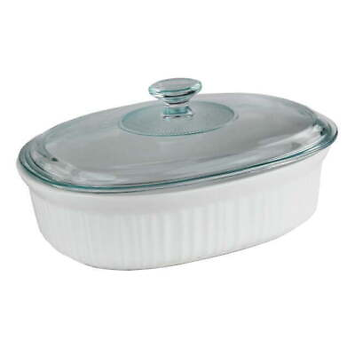 #ad Corningware French White 2.5 Quart Oval Baking Dish with Glass Lid $18.78