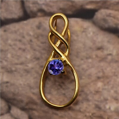 #ad Celtic In Wire Blue Tanzanite 925 Sterling Silver Yellow Plated Women Pendant $27.00