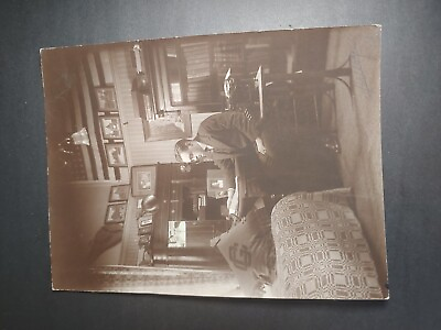 #ad Real Photo From 1917 Of Young Lawyer In College Room Antique Lots Of Detail $14.99