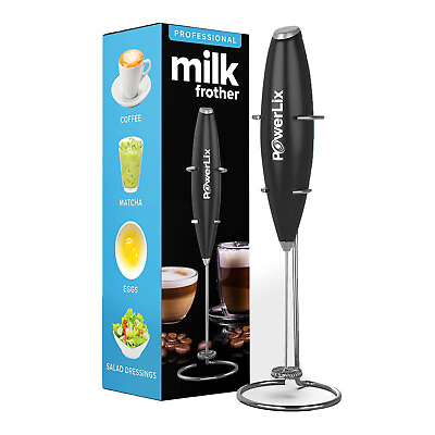 #ad Milk Frother Handheld Battery Operated Whisk Foam Maker For Coffee With Stand $17.99