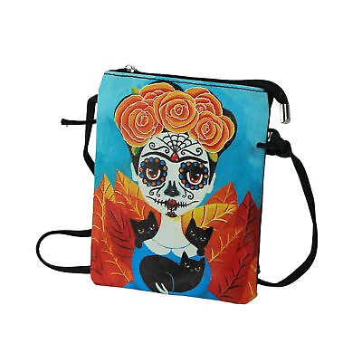 #ad Day of the Dead Sugar Skull Mexican Woman Zippered Crossbody Bag $16.47