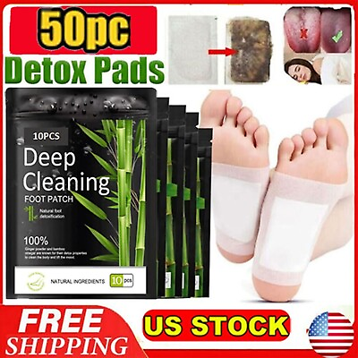 #ad 50Pcs Detox Foot Pads Ginger Extract Toxin Removal Anti Swelling Weight Patches $9.79