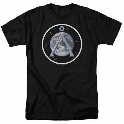 #ad Stargate SG1 Earth Emblem T Shirt Licensed Sci Fi TV Alien Show Tee New Black $17.49