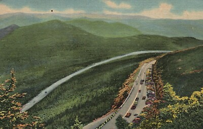 #ad Postcard NY Adirondacks Parking Lot Esther Mountain Linen Vintage PC H5791 $2.00