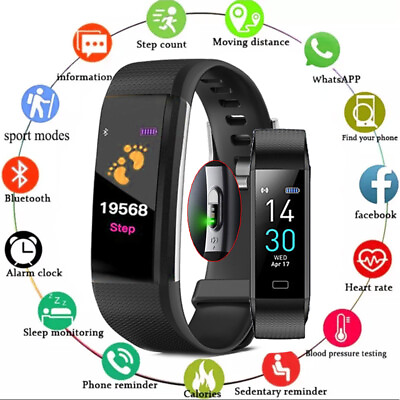 #ad Smart Watch Band Sleep Heart Rate Monitor Tracker Fitness Wristband US STOCK $21.60
